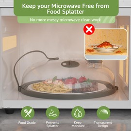 Microwave Splatter Cover with Water Steamer for Food - 10 Inch Steam Microwave Splatter Guard with Handle Plate Covers for Heating Food Splash Oven Lid with Built in Steamer