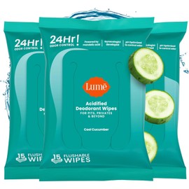 Lume- Toallitas desodorantes acidificadas: control de olores las 24 horas, sin aluminio ni bicarbonato de sodio, cuidan la piel - 15