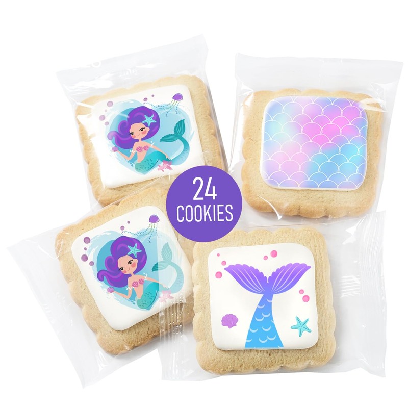 Mermaid Cookies Party Favors Cookies Decorated | 24 Pack INDIVIDUALLY