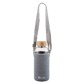 sunkey Sports Borosilicate Glass Water Bottle Wide Mouth 48 Oz Large Water Bottle with Bamboo Lid Neoprene Sleeve Bpa Free