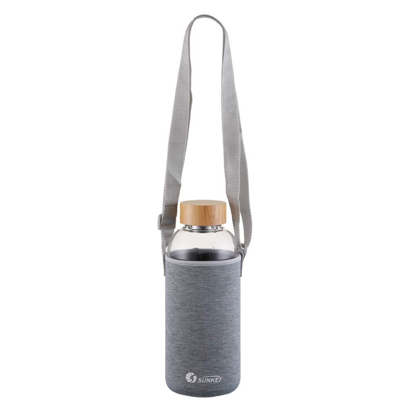 sunkey Sports Borosilicate Glass Water Bottle Wide Mouth 48 Oz