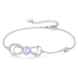 CDE Women's Copper Heart White Gold Bracelet Birthstone Bracelet Women's Jewellery Mother's Day Valentine's Day Birthday Christmas Gifts for Women Girlfriend Mum, Copper, Cubic Zirconia