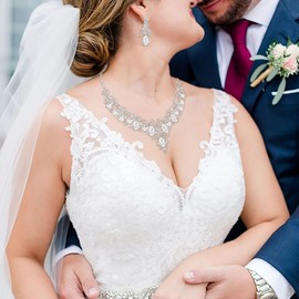 EVER FAITH Mujer Sets de Joyería Cristal Austríaco Elegante Boda Flor Racimo Lágrima Collar Arete Set Claro Tono Plateado