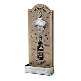 Pajoma 15351 Holzboard Bottle Opener with Tray DECAP Natural / Brown