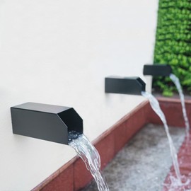 PONDO 4" Square Water Fountain Spout, 316 Stainless Steel Spillway Waterfall Accent Scupper with Integrated Spray Baffle for Landscape Decor, Ponds, Pools, Water Walls, Fountains (Matt Black)