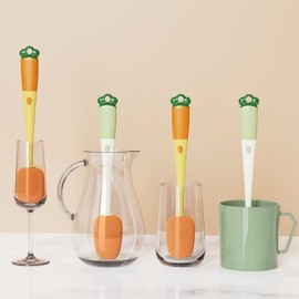 3-in-1 Carrot Design Cup, Tumbler, and Baby Bottle Cleaning Brush Green 10ea