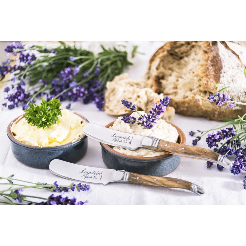 Laguiole Style de Vie Buttermesser Luxury Line, 4-teilig, Olivenholz