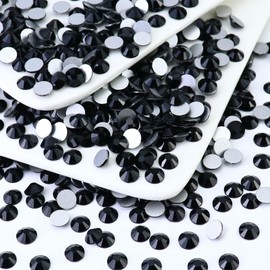 Briskbloom 1440PCS SS4 Black Flatback Rhinestones, Round Glass Crystal Gems for Nail Art and Craft Clothes, Glue Fix Diamond Stones (1.5-1.7mm)