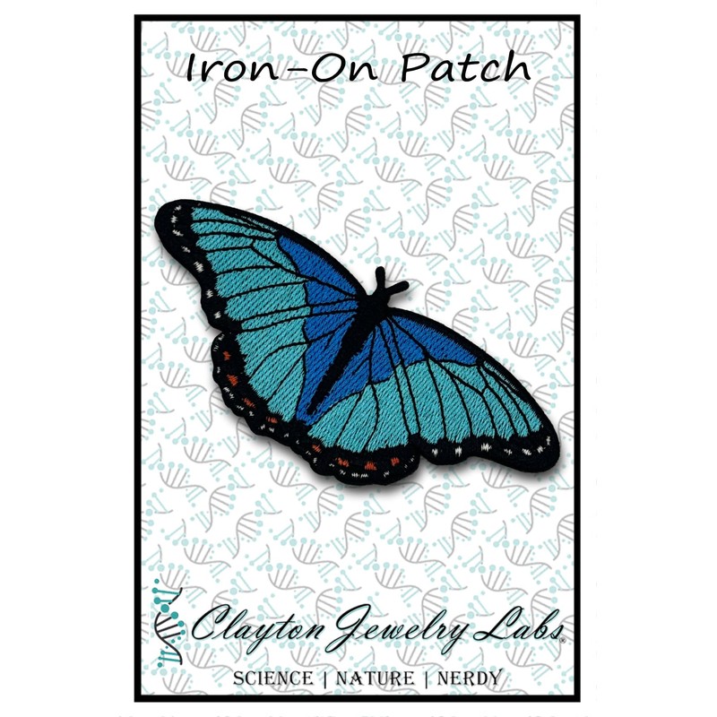 Blue Morpho Butterfly Embroidered Iron-on Patch