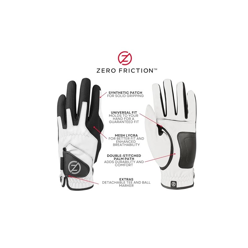 Zero Friction Men's Compression-Fit Synthetic Left Hand Universal Fit Golf