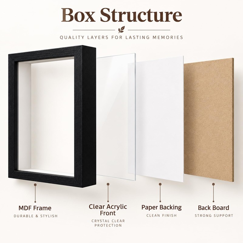 3D Shadow Box Frame 8x6in, 3 cm Deep Display Frame