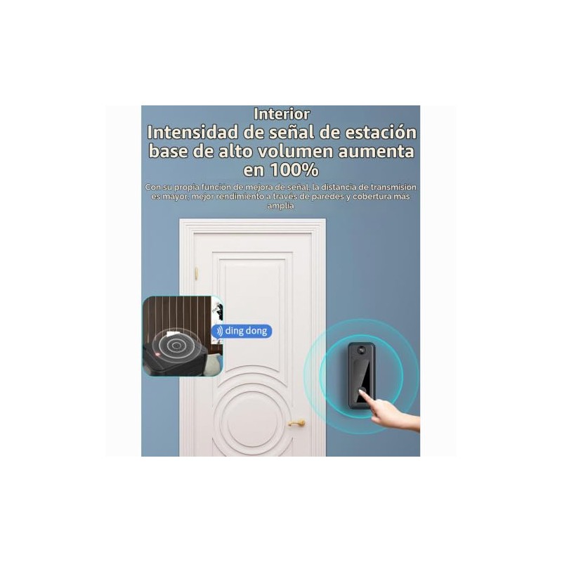 Timbre con Vídeo Inteligente Inalámbrico, Cámara de Timbre con Monitoreo