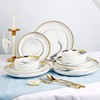 Pokini Marble Gold Rim Dinnerware Sets, Porcelain Plates and Bowls