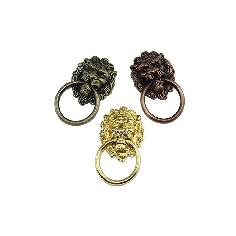 Lheng 90X51 Antique Gold Lion Head Knobs Cabinet Handles Door