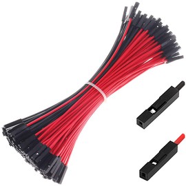 Hellotronics Breadboard Jumper Wires 22AWG, Pack of 120 Female to Female More Red and Black Jumpers, Square Head 0.1'' 10 Colors (15CM, F/F-Black60, Red60)