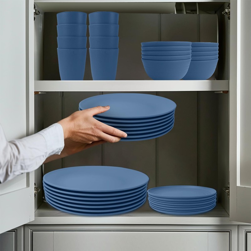 Wrova 40Pack plates and bowls sets for kids - Unbreakable