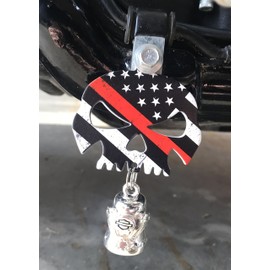 Kustom Cycle Parts Universal Thin Red Line Skull Bell Hanger - Bolt and Ring Included (Bell Not Included). Fits all Harley Davidson Motorcycles & More! Proudly MADE IN THE USA!