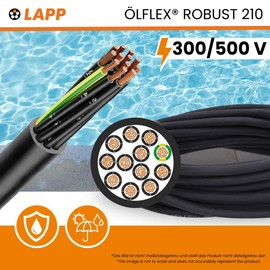 Lapp 0021931 Ölflex Robust 210 All-Weather Control Cable 4 x 1.5 mm² I Outdoor Cable 4G1.5 with Green/Yellow Protective Conductor I Black Numbered Cores 10 Metres