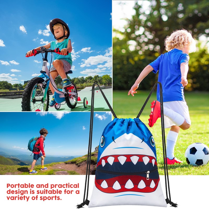 Shark Drawstring Backpack - Drawstring Bags for Boys Kids Swim