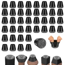 40 Pieces Chair Leg Protectors Black Silicone Floor Protectors with Felt Pads for Hard Wood Floors and Tiles, Noise Free (14-20 mm)