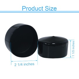 2 1/4 Inch Rubber End Caps Round Rubber Caps Plug Insert Decking Caps Black Rubber Tips PVC Flexible Vacuum Caps Plastic End Caps for Pipe Tube Pack of 8