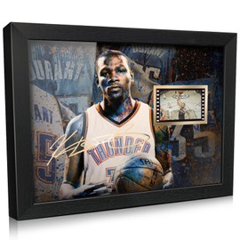 ORIMAMI Basketball Kevin Durant Poster Desktop Framed Photo Gift 8x6 Inches,with Signed and 1x35mm Film Mini Cell Display,Great Basketball Room Decor Gifts for Boys/Men