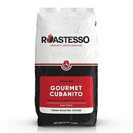 Roastesso Gourmet Cubanito Fresh Roasted Coffee | Whole Beans Coffee | Dark Roast Cuban Latin Espresso | Small Batch Roasted Daily | Cafe Cubano | 100% Arabica Coffee | 12 oz Bag