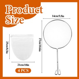 Ultra Fine Mesh Strainer Bags, Reusable Mesh Filter Bags Food Grade Filter Zipper Bag with Stainless Steel Handle Cheese Cloths for Nut Milk, Coffee, Butter, Juices and Cheese (Small Size)