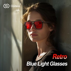 Goiteia Red Blue Light Glasses for Sleep-Blocking Blue & Green Light, Red Tinted Glasses for Relieve Eye Strain & Improve Sleep,Spring Hinges for Superior Comfort