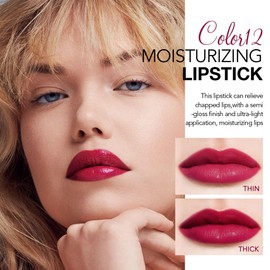 HHLTOH HHLTOH 1Pcs Tinted Lip Balm Moisturizing Lipstick C Waterproof Hydrating Matte Lip Balm for Women, Creamy Natural Color Stain for Dry Lips,Soft Matte Finish with Subtle Scent (#12 Berry Rose Red)