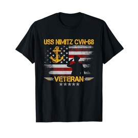 USS Nimitz CVN-68 Aircraft Carrier Veteran Flag Veterans Day T-Shirt