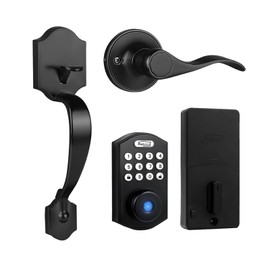 Probrico Fingerprint Keyless Entry Door Lock with Handle, Smart Front Door Lock Handle Set, Electronic Smart Keypad Deadbollt Lock with Handle Lever, App Control,Auto Lock,Black