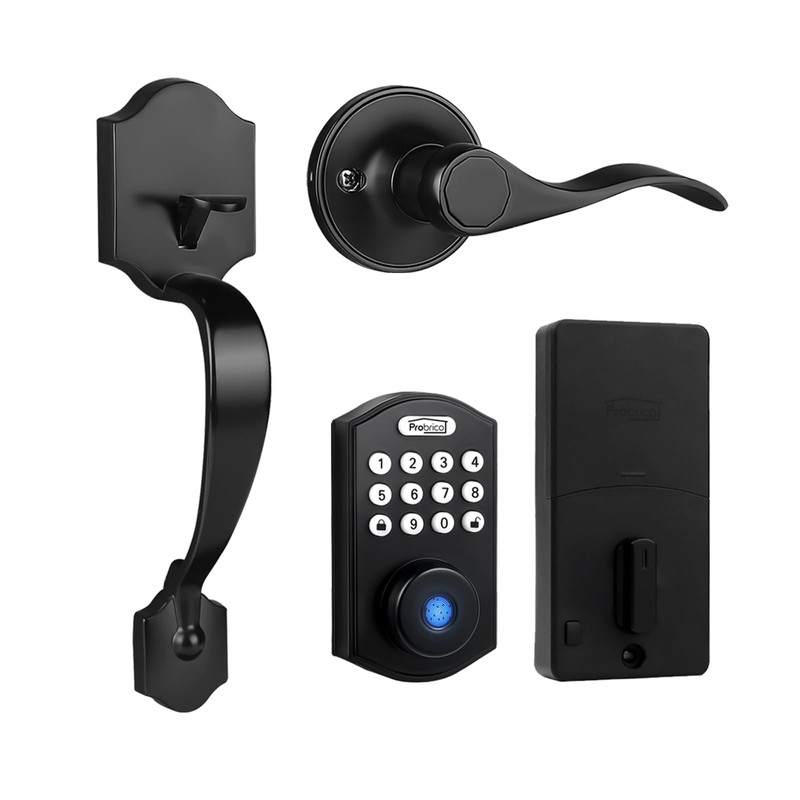 Probrico Fingerprint Keyless Entry Door Lock with Handle, Smart Front
