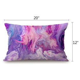 Purple Marble Pattern Cotton Linen Decorative Throw Pillow Case Cushion Cover Pillowcase for Couch Sofa Bed,12 X 20 Inches