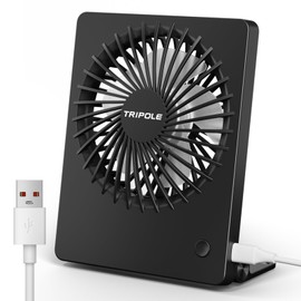 Tripole USB Desk Fan, Silent, Small Fan, Slim, Foldable, 3 Levels of Air Flow Switching, 180° Angle Adjustment, 5 Blades, Powerful Blower, Mini Fan, USB Powered, Desk Fan, USB Fan, Heat Stroke