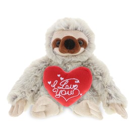 DolliBu I Love You Plush Super Soft Sloth - Cute Stuffed Animal Sloth with Red Heart Plush for Valentines, Anniversary, Romantic Date, Boyfriend, or Girlfriend Gift - 7.5 Inches