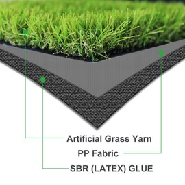 SHNOSU Artificial Grass Turf Rug 6FTX15FT Indoor Outdoor, 1.38" Pile Height Realistic Fake Grass with Drain Holes Astro Turf for Patio Garden Lawn Landscape Balcony