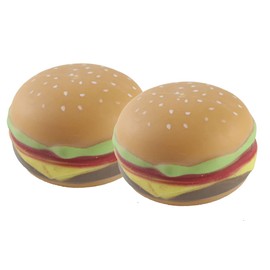 Set of 2 Hamburger Stretchy Squishy Squeeze Stress Ball Soft Doh Filling - Like Shaving Cream - Sensory, Fidget Toy Burger (Set of 2 Burger Balls)