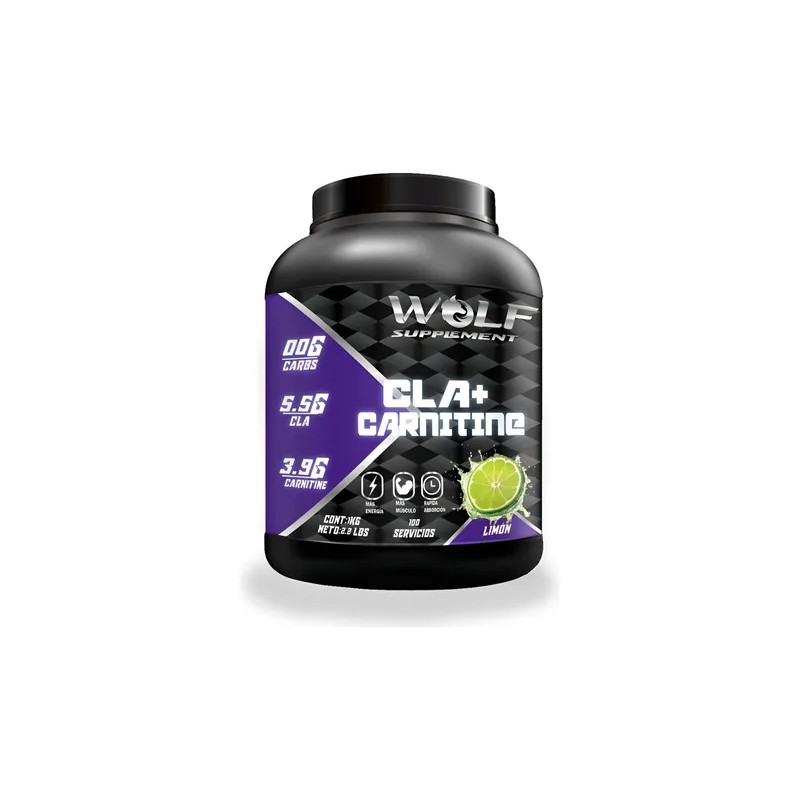Cla + Carnitina Wolf Suplementos 1kg Pre Entreno 200serv Limón