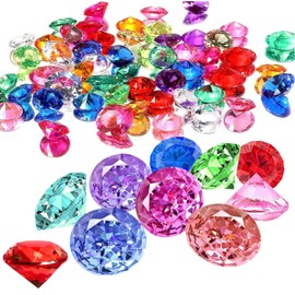 250 PCS Decorative Acrylic Diamonds Gems 0.75 Inch Colored Jewels Treasure Gemstones for Wedding Centerpieces,Party Decorations,Table Scatters,Home Vase Fillers,Birthday,Diving Pool Jewelry