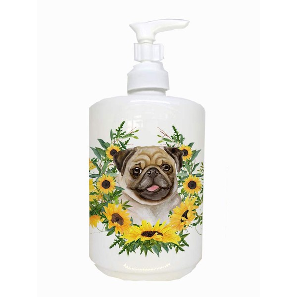 Caroline's Treasures CK2910SOAP Fawn Pug Ceramic Soap Dispenser, Multicolor