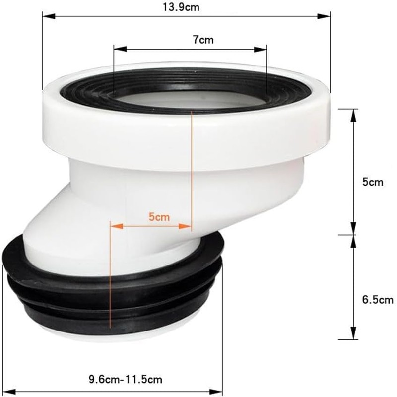 ieron 5cm Offset Toilet Connection Pipe, Plastic Excentric Angled Rigid