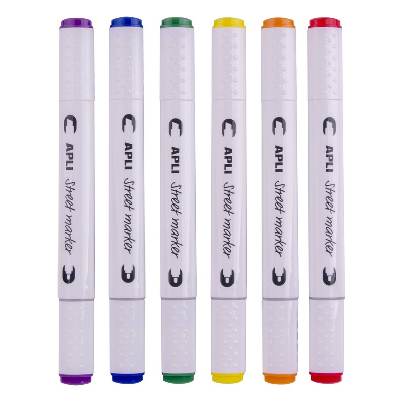 APLI 18431-6 Pieces Street Marker Double Tip (1 mm Round