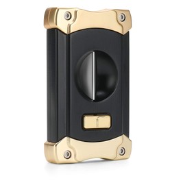 CiTree Cigar Cutter, Stainless Steel V-Cut Cigar Cutter with Build-in Cigar Puncher, Attractive Gift Box (Gold & Black)