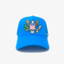 JP's Iconic USA Eagle Embroidered Trucker Hat; Adjustable Snapback; Royal Blue