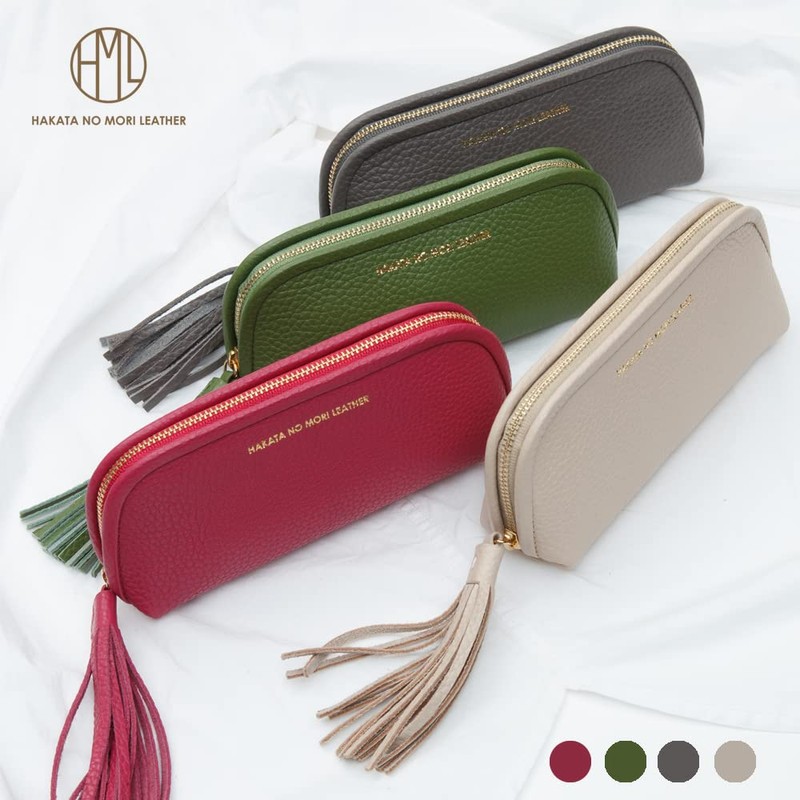 HAKATA NO MORI Leather Pouch, Small, Cosmetics Pouch, Cosmetic Pouch,