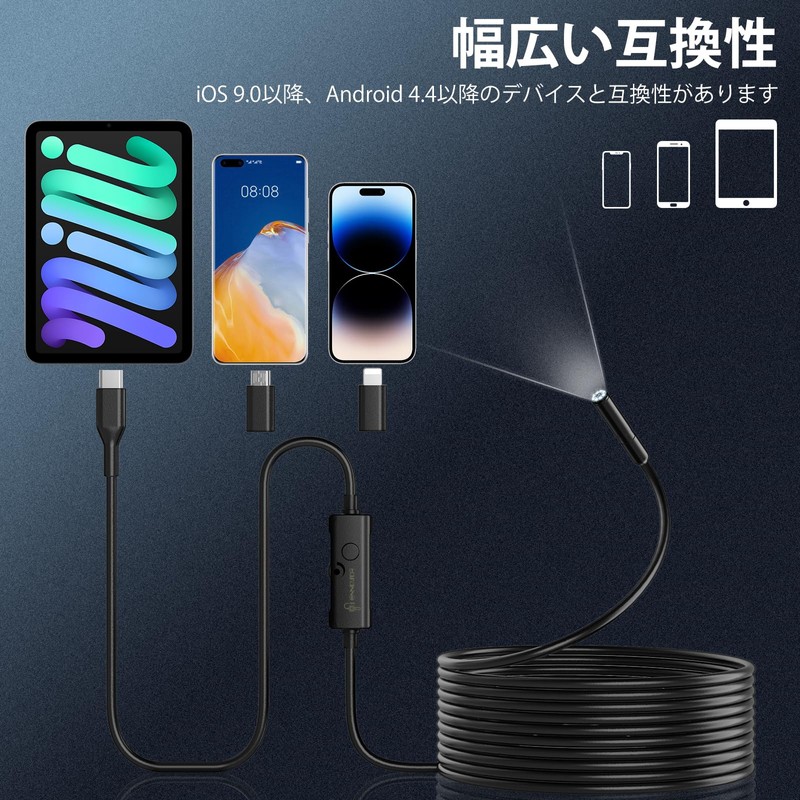 Ennovor Fiberscope 1920P Endoscope Camera, 8 Pcs High Brightness LED