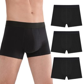 IRISMORII Incontinence Underwear for Men Washable Bladder Leak Proof Odor Control Brief 60 ml Absorbency Stretch Trunk 3 Pack (3 Black, XL)