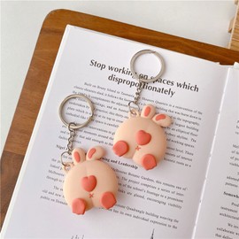 Rertnocnf Portable Case for Air Tag, Kawaii Cute Cartoon Rabbit Ass Silicone Anti-Scratch Protective Cover Compatible with Airtags Finder Location Tracker Keychain for Kids Pets Keys