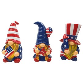 OrnamentallyYou Patriotic Gnome Trio Figurines, 6" Set of Three Garden Statues and July 4th Decoration